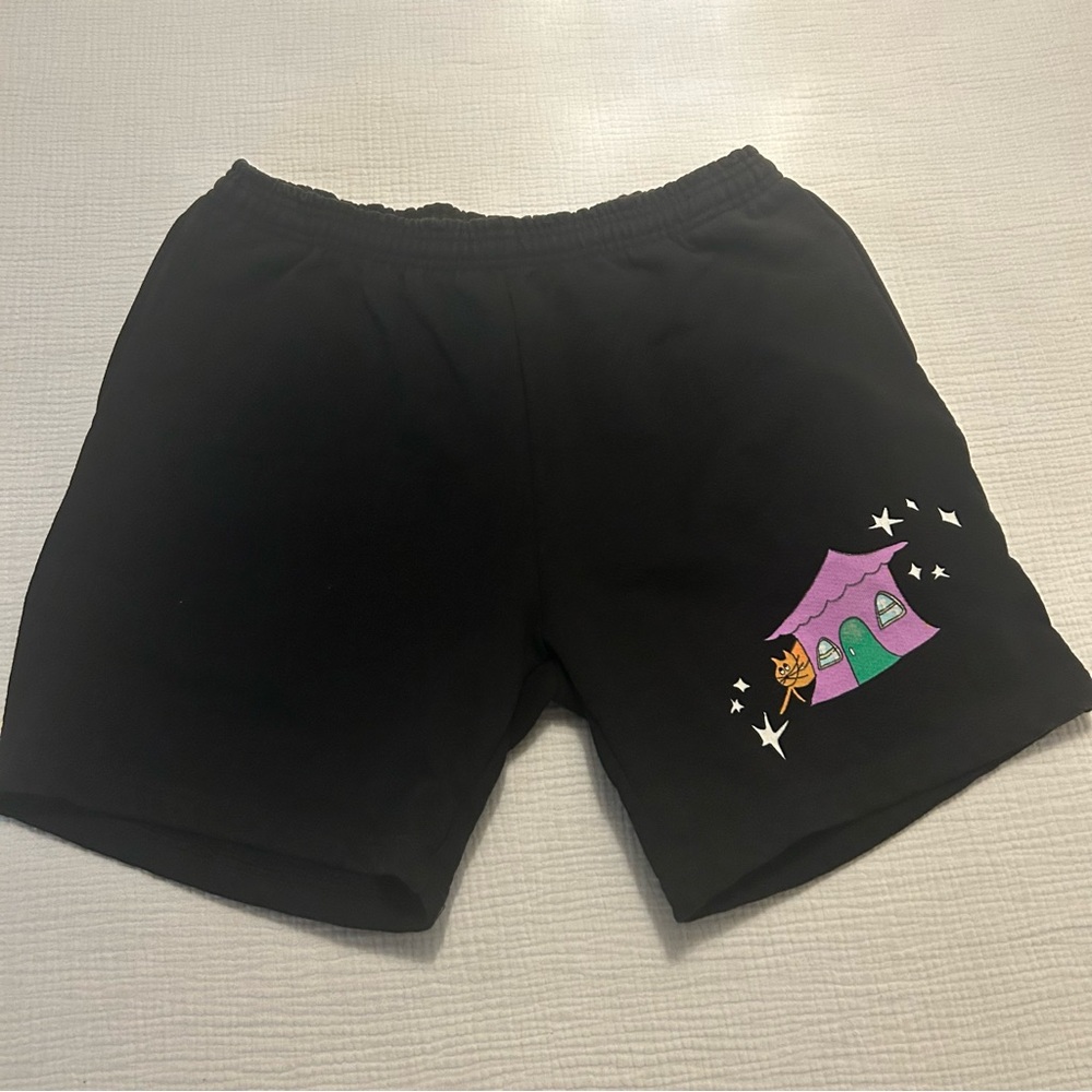Rainbow Kitten Surprise Heavy Fleece Cotton Black Logo Pocket Shorts Sz L Large